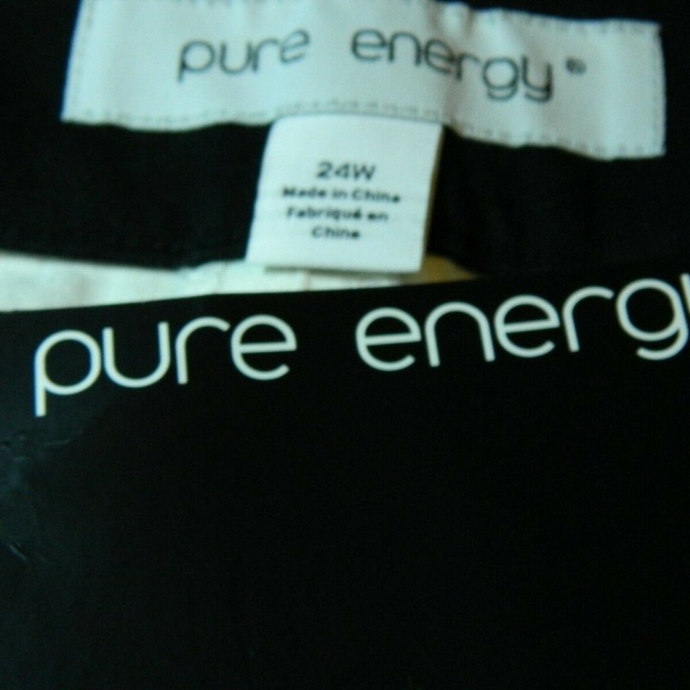 Pure Energy Pants White Black Trim Tuxedo Cropped Length Pants Size 24W - Picture 10 of 13
